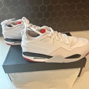 Jordan 4’s RM White and Black and red Sneakers
